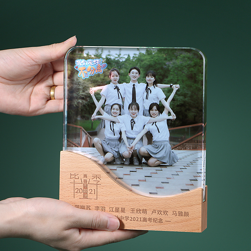 Crystal Trophy Decoration Customized Photo Frame Graduation Souvenir Gifts for Classmates Teacher Class Party Photo