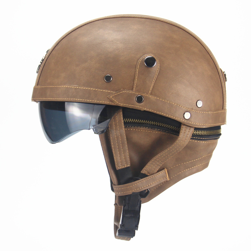 Cross-Border Retro Cool Electric Electromobile Helmet Half Helmet Pedal Locomotive Cruise Leather Helmet Prince Helmet Cross-Border Retro Cool Electric Electromobile Helmet Half Helmet Pedal Locomotive Cruise Leather Helmet Prince Helmet