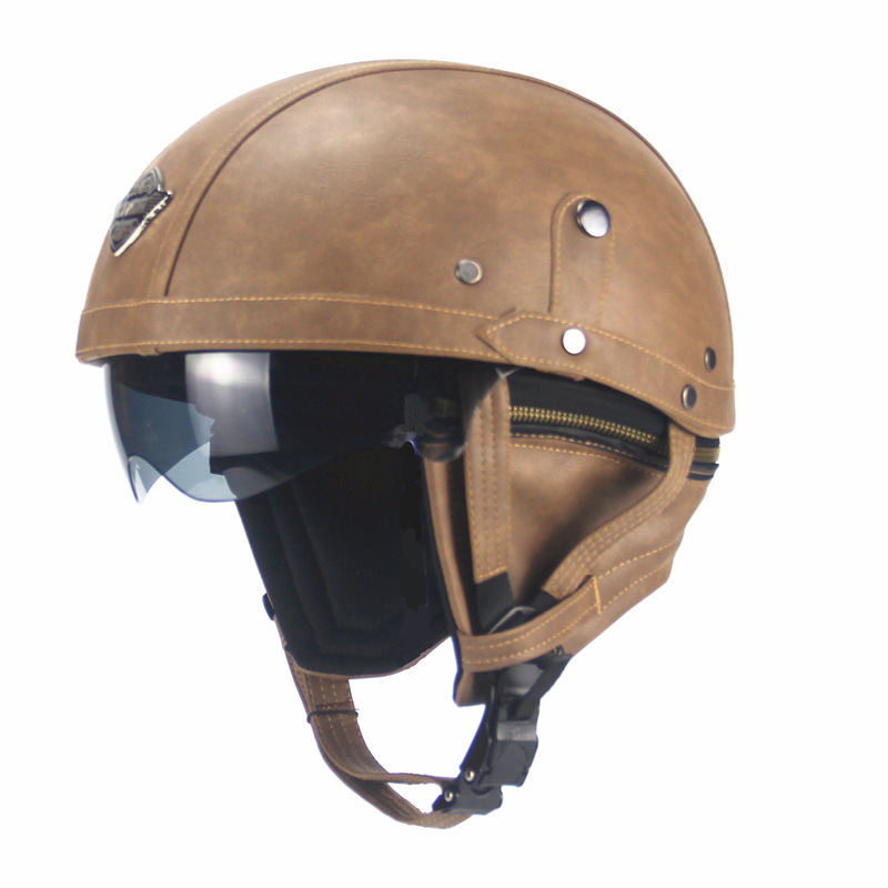 Cross-Border Retro Cool Electric Electromobile Helmet Half Helmet Pedal Locomotive Cruise Leather Helmet Prince Helmet Cross-Border Retro Cool Electric Electromobile Helmet Half Helmet Pedal Locomotive Cruise Leather Helmet Prince Helmet