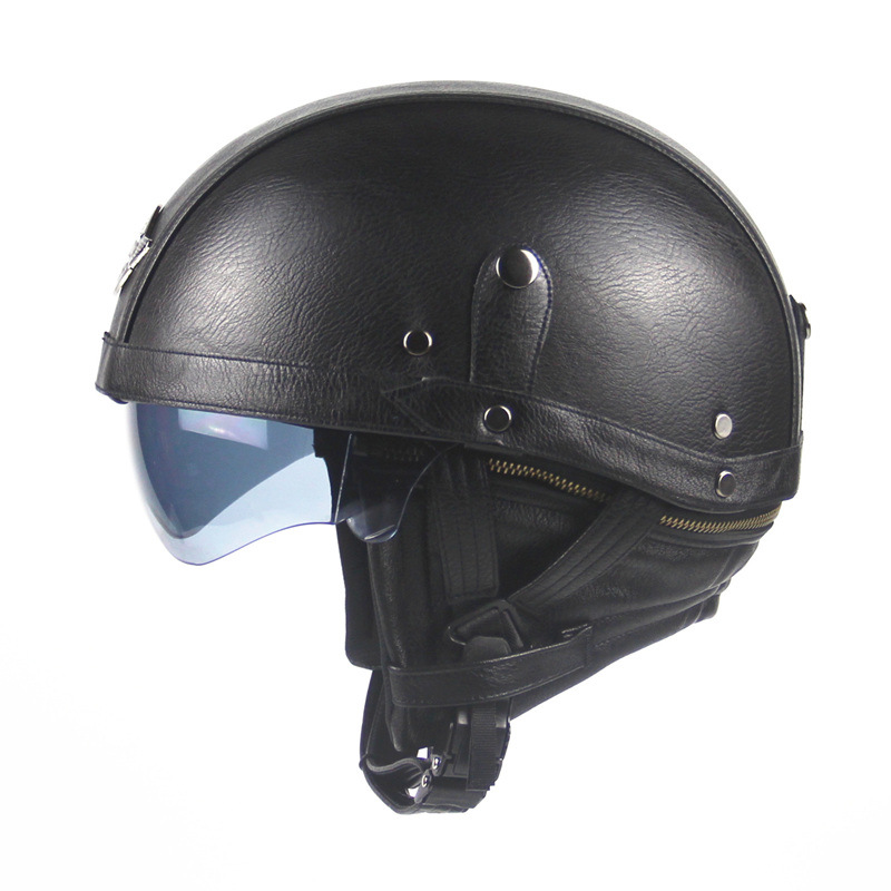 Cross-Border Retro Cool Electric Electromobile Helmet Half Helmet Pedal Locomotive Cruise Leather Helmet Prince Helmet Cross-Border Retro Cool Electric Electromobile Helmet Half Helmet Pedal Locomotive Cruise Leather Helmet Prince Helmet