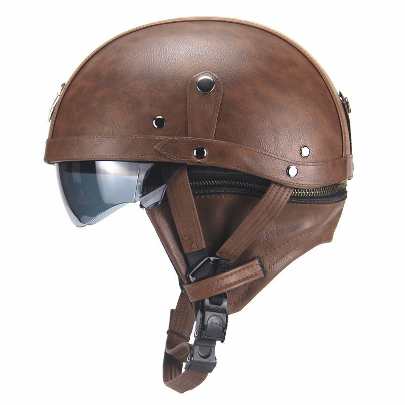 Cross-Border Retro Cool Electric Electromobile Helmet Half Helmet Pedal Locomotive Cruise Leather Helmet Prince Helmet Cross-Border Retro Cool Electric Electromobile Helmet Half Helmet Pedal Locomotive Cruise Leather Helmet Prince Helmet