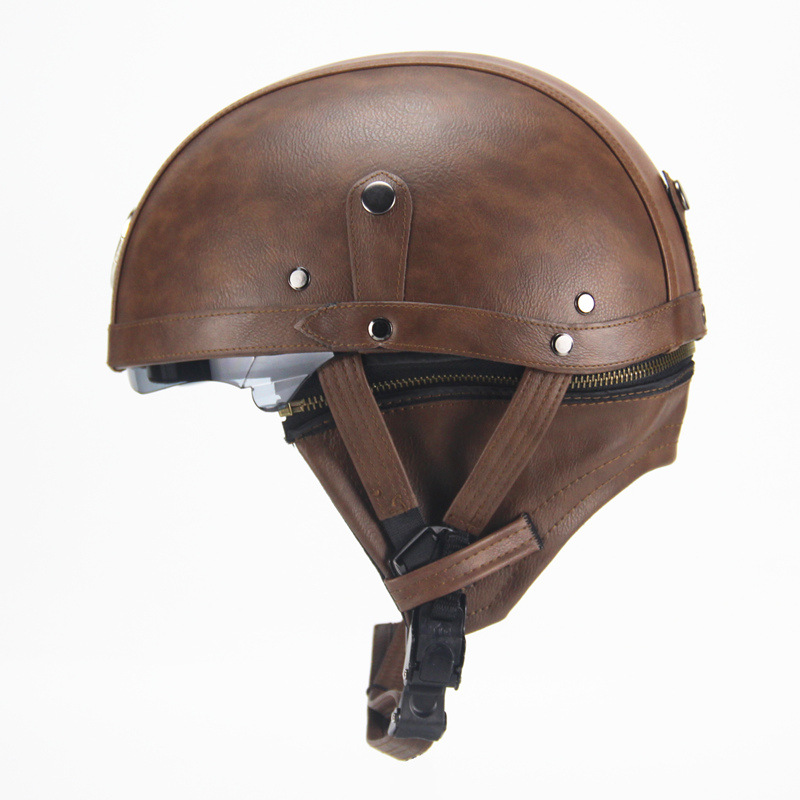 Cross-Border Retro Cool Electric Electromobile Helmet Half Helmet Pedal Locomotive Cruise Leather Helmet Prince Helmet Cross-Border Retro Cool Electric Electromobile Helmet Half Helmet Pedal Locomotive Cruise Leather Helmet Prince Helmet