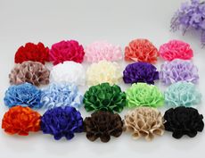 European and American DIY Jewelry Headdress Handmade Accessories 7cm Wave Chiffon Cloth Flowers Excluding Hair Clip Hair Band 16 Colors in Stock