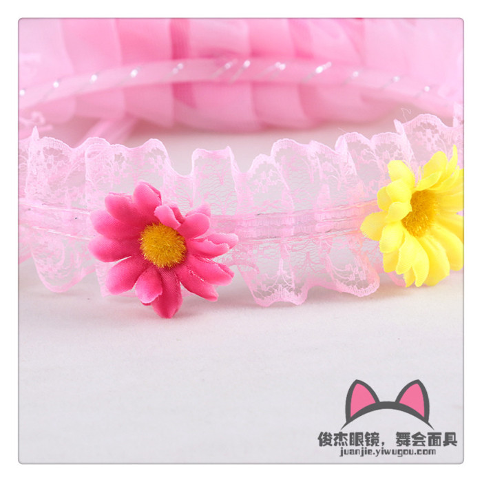 Children lovely pink flowers wreath Princess headdress headdress wreath veil