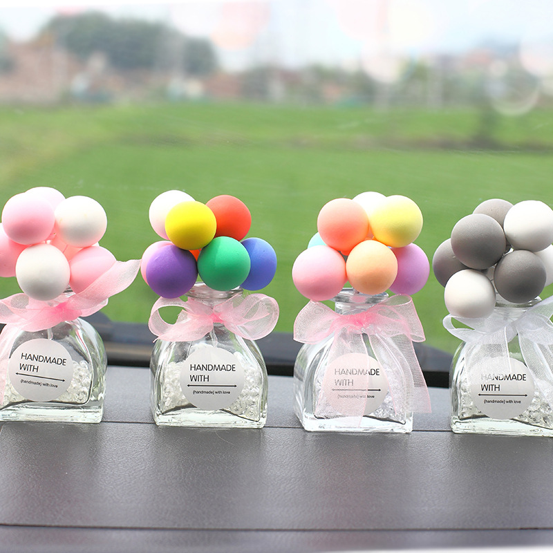 Creative Glass Bottle Car Interior Ornaments Confession Balloon Decoration Car Perfume Holder Colorful Cartoon Cute