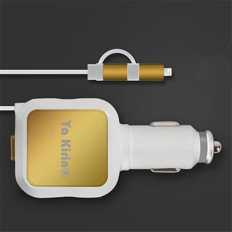 Car charger multifunction quick car charger one tow two retractable cable car charge android apple Car charger multifunction quick car charger one tow two retractable cable car charge android apple