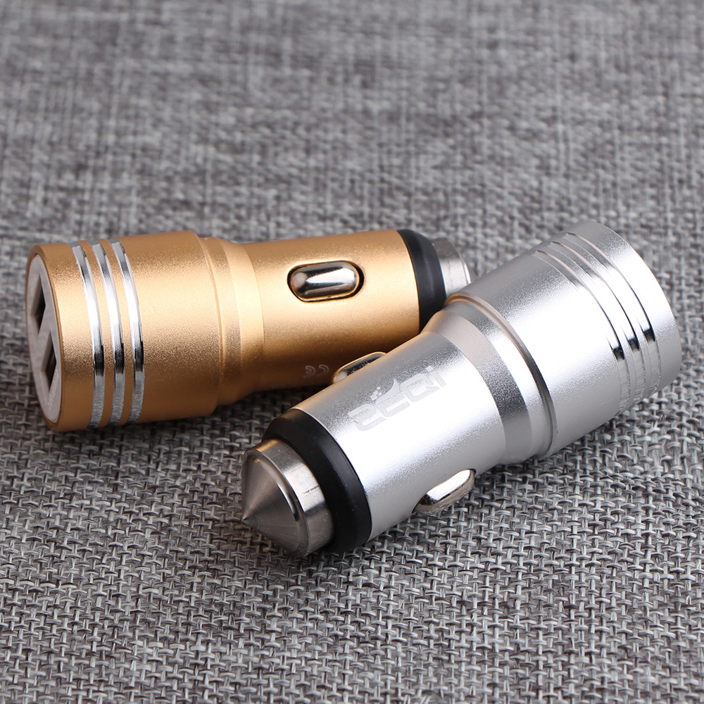 Zeki car charger dual USB car charger mobile phone charger safety hammer car charger wholesale