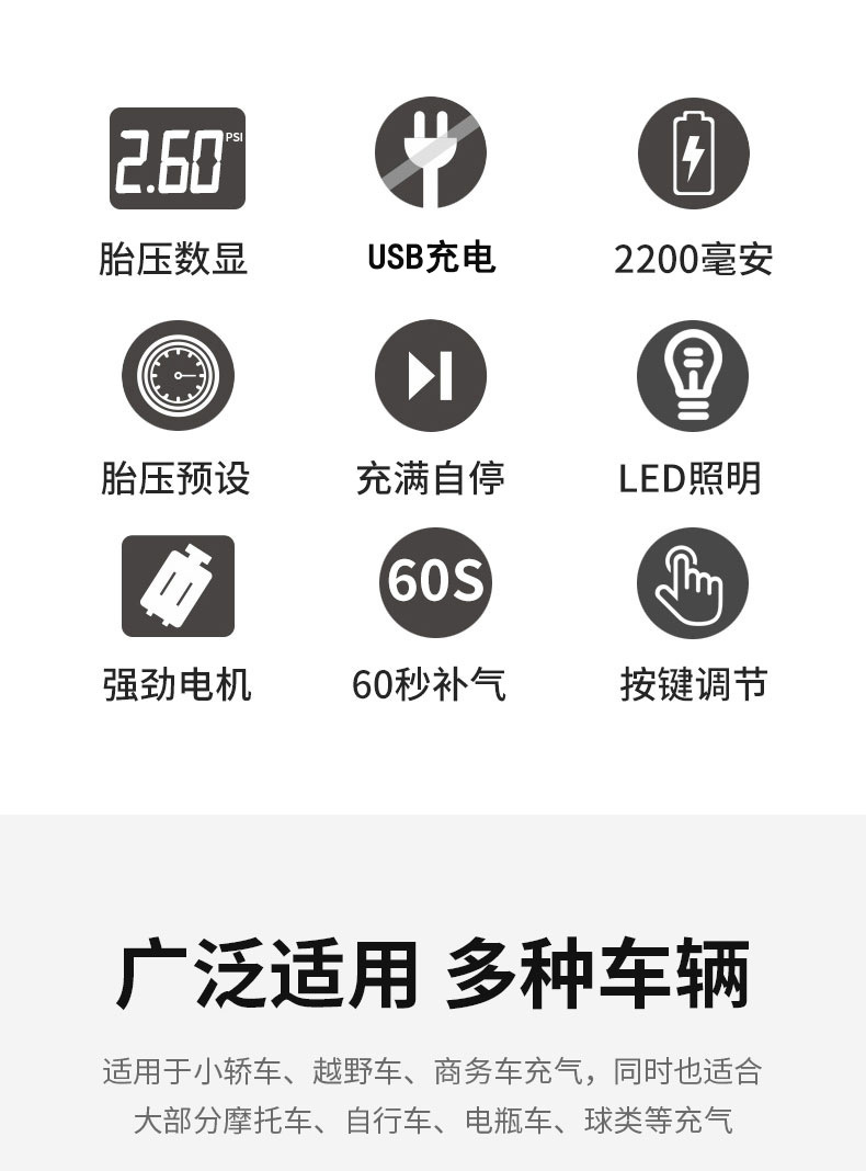 Automobile Inflator Mini Handheld Tire Pump with Light Digital Display Portable Car Wireless Air Pump Automobile Inflator Mini Handheld Tire Pump with Light Digital Display Portable Car Wireless Air Pump