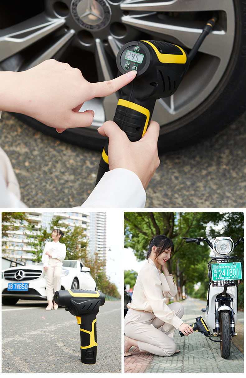 Automobile Inflator Mini Handheld Tire Pump with Light Digital Display Portable Car Wireless Air Pump Automobile Inflator Mini Handheld Tire Pump with Light Digital Display Portable Car Wireless Air Pump