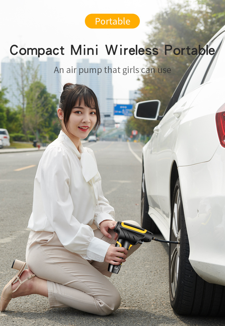Automobile Inflator Mini Handheld Tire Pump with Light Digital Display Portable Car Wireless Air Pump Automobile Inflator Mini Handheld Tire Pump with Light Digital Display Portable Car Wireless Air Pump