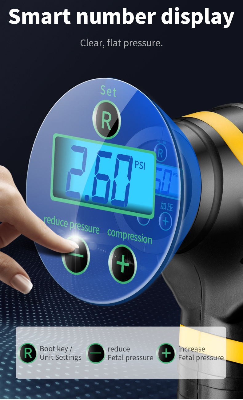 Automobile Inflator Mini Handheld Tire Pump with Light Digital Display Portable Car Wireless Air Pump Automobile Inflator Mini Handheld Tire Pump with Light Digital Display Portable Car Wireless Air Pump