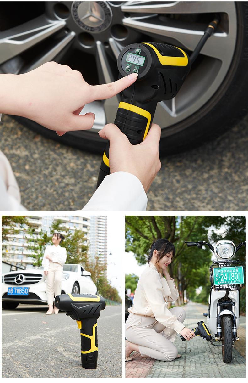 Automobile Inflator Mini Handheld Tire Pump with Light Digital Display Portable Car Wireless Air Pump Automobile Inflator Mini Handheld Tire Pump with Light Digital Display Portable Car Wireless Air Pump