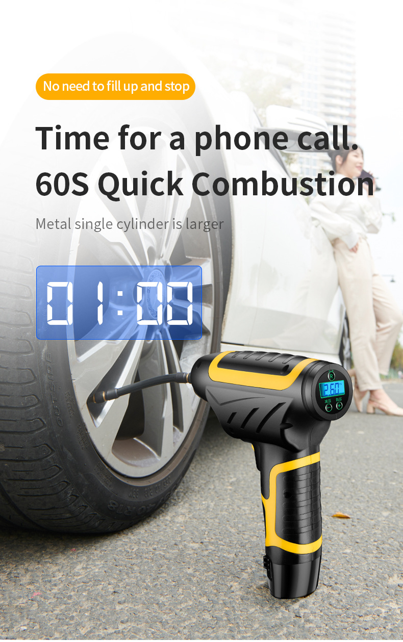 Automobile Inflator Mini Handheld Tire Pump with Light Digital Display Portable Car Wireless Air Pump Automobile Inflator Mini Handheld Tire Pump with Light Digital Display Portable Car Wireless Air Pump