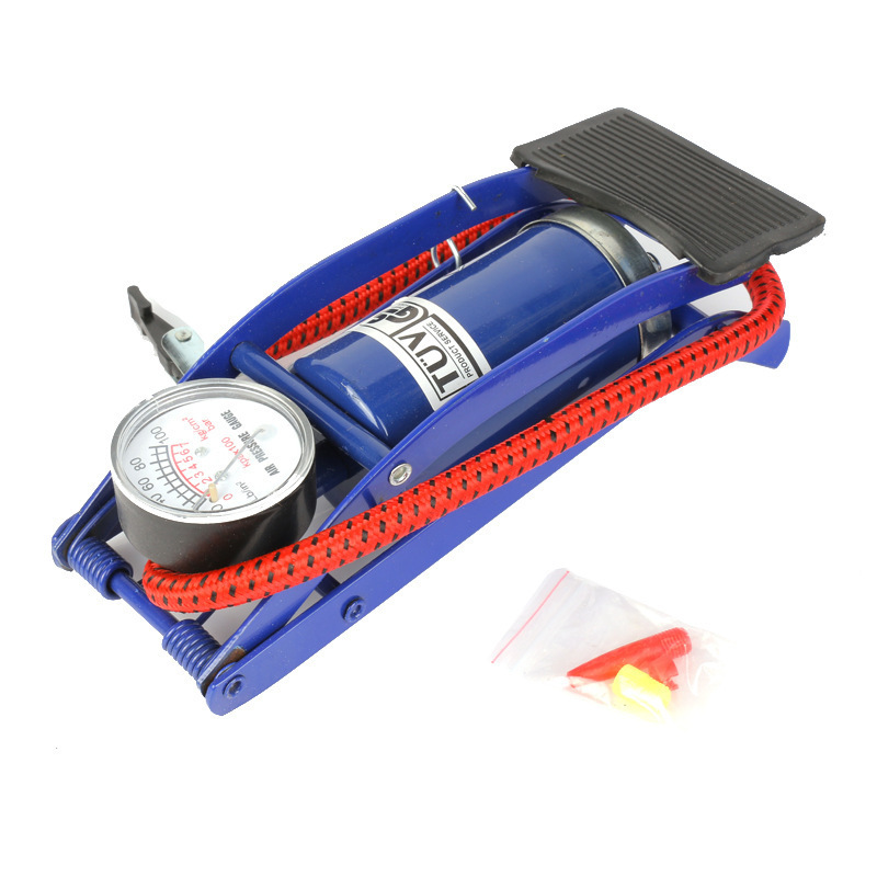 Factory Direct Sales Single Tube Blue High Pressure Foot Air Pump Mini Portable Inflator Metal Air Pump