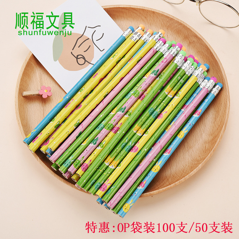 50 Bags Cartoon Mantle round Brush Pot HB Pencil Kindergarten Primary School Prize Gift Stationery E-Commerce Supply