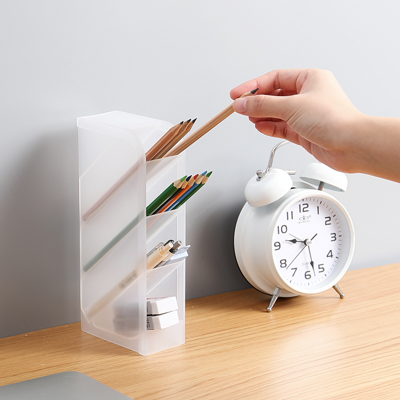 XY desk Scrub Inclined insert Box multi-function Simple Transparent Pen container Stationery Brush Lipstick Container