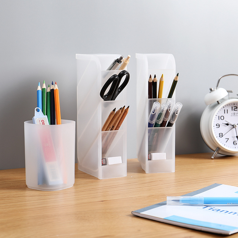 XY desk Scrub Inclined insert Box multi-function Simple Transparent Pen container Stationery Brush Lipstick Container
