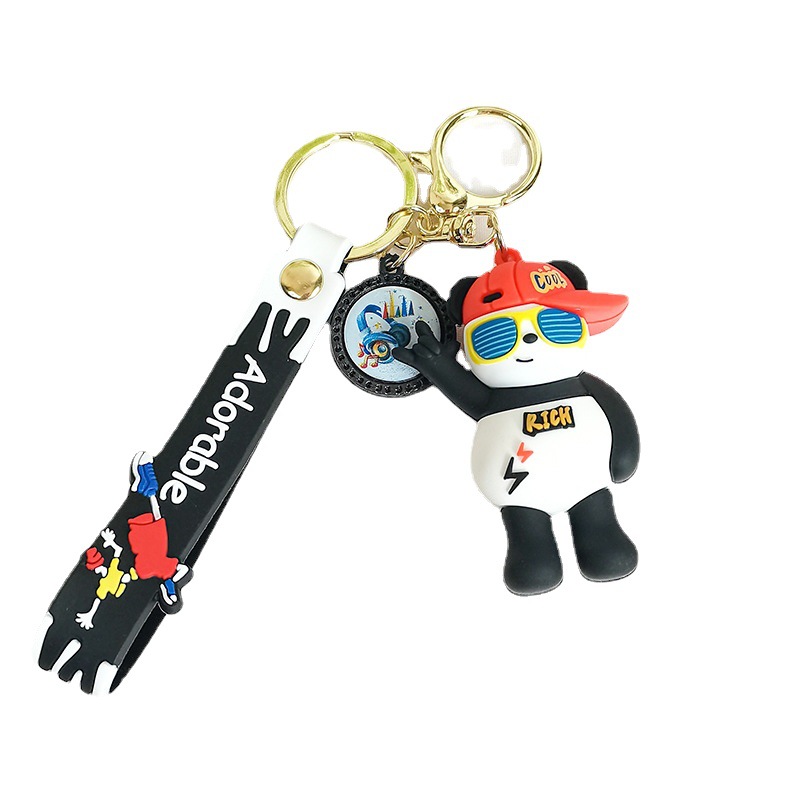Trendy Cool Rich Panda Cartoon Doll Keychain Pendant Couple Creative Gift Car Key Chain Personalized Gift