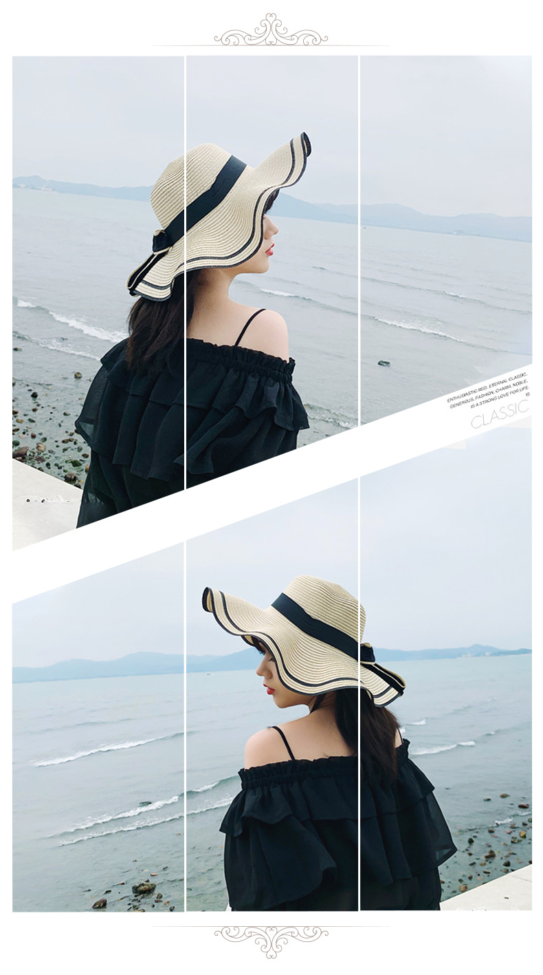 2021summer New Bow Big Brim Straw Hat Women's Sun Protection Sun Shade Fashion Seaside Beach Hat Wholesale 2021summer New Bow Big Brim Straw Hat Women's Sun Protection Sun Shade Fashion Seaside Beach Hat Wholesale
