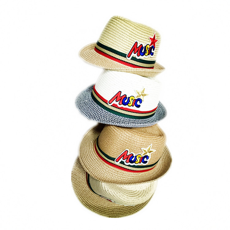 Wholesale summer sun protection hats boys and girls straw hats beach sun shade children hats aqua hats baby hats tide