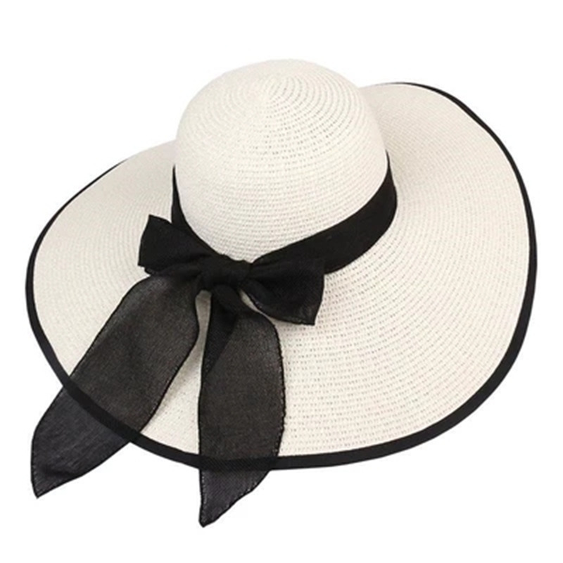 Korean Style Beach Straw Hat Women&#039;s Summer Seaside Big Brim Sun Protection Sun Shade Outing All-Matching Wide Brim Summer Hat Sun Summer