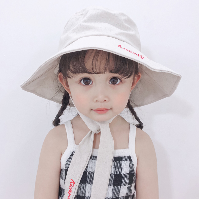 Children girl baby hat fisherman hat spring summer thin style basin hat Korean version girl hat wide eaves sun shade princess hat