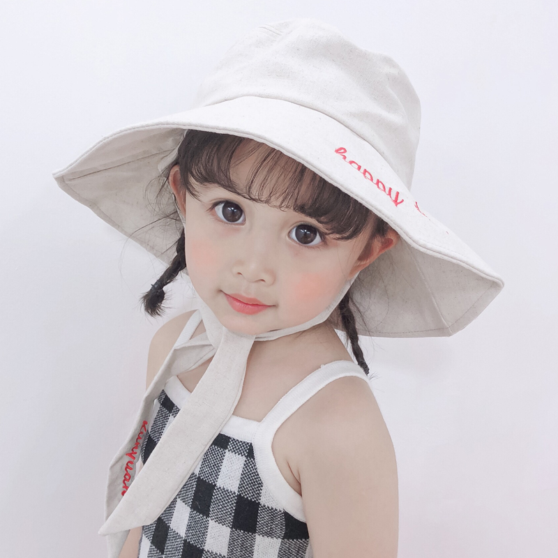 Children girl baby hat fisherman hat spring summer thin style basin hat Korean version girl hat wide eaves sun shade princess hat