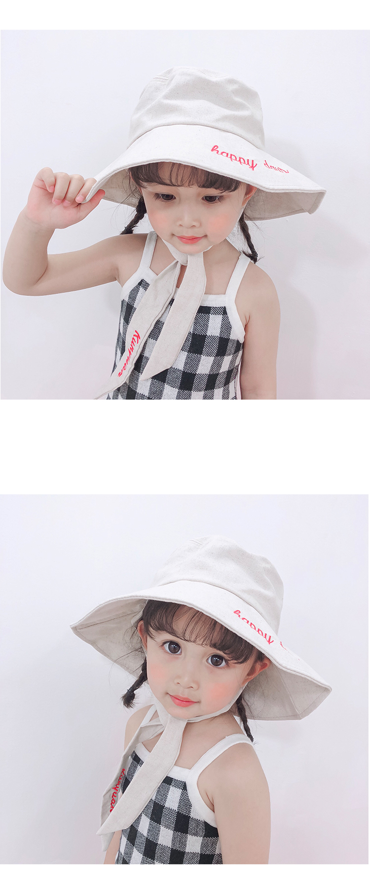 Children girl baby hat fisherman hat spring summer thin style basin hat Korean version girl hat wide eaves sun shade princess hat