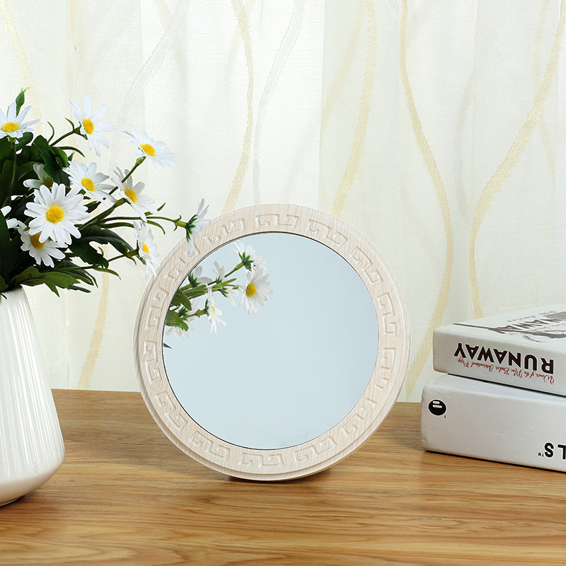 round European Bedroom Retro Foldable HD Simple Support Wooden Makeup Mirror Convenient Decoration Assembly Mirror
