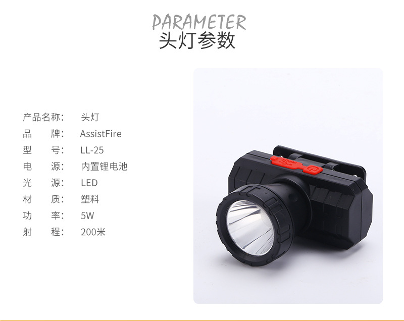 The New LED Light Long-Range Illumination Plastic Headlights Rechargeable Outdoor Head-Mounted Torch Night Fishing Headlight