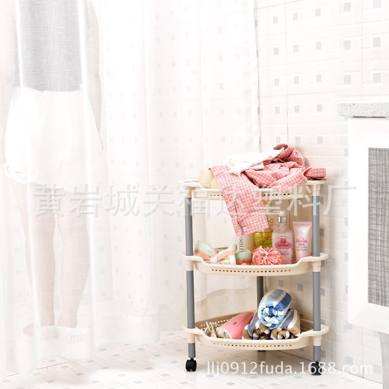 826 Kitchen Bathroom Living Room Bedroom Tripod Pulley Multi-Layer Plastic Shelf Storage Rack
