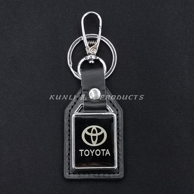 Snap Hook Leather Practical Keychain Promotional Gifts Advertising Gifts Key Pendants Car Logo Square Waist Hanging Leather Ring