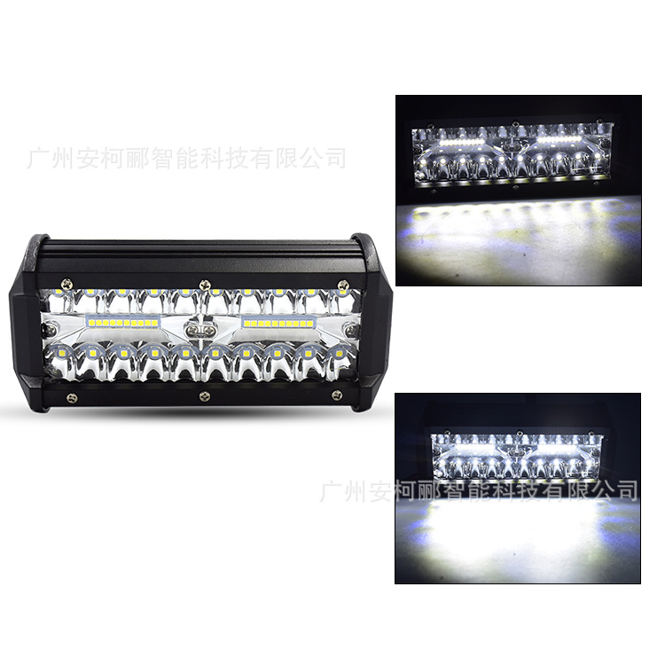 Cross-Border Dedicated 120W Automobile LED Working Lamp Three Rows of 7-Inch Fog Headlights