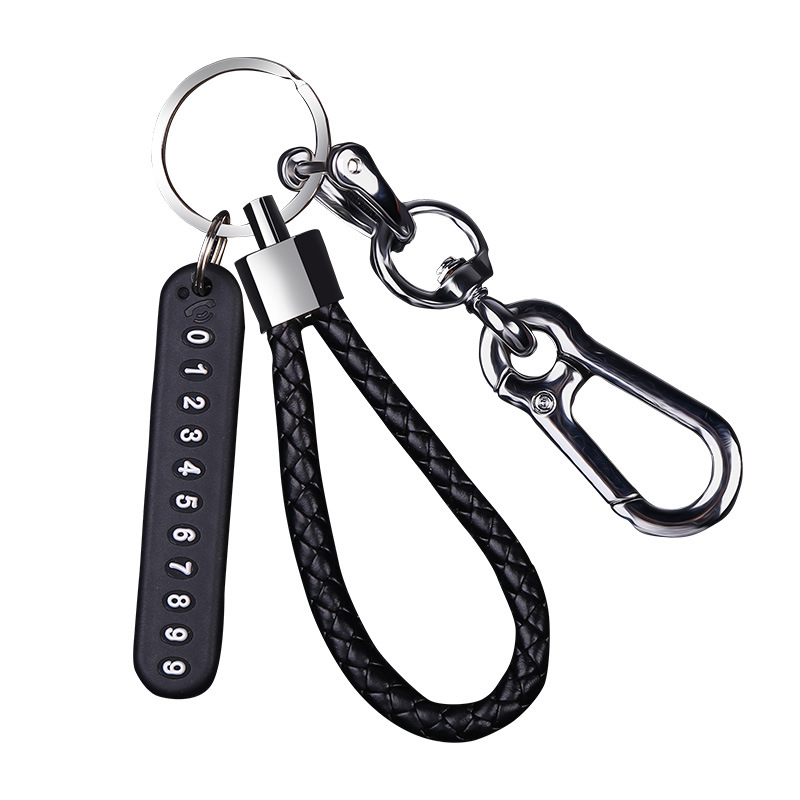 Car Key Ring Pendant Anti-Lost Phone Number Sign Motorcycle Braided Rope Key Chain Men and Women Personality Creative