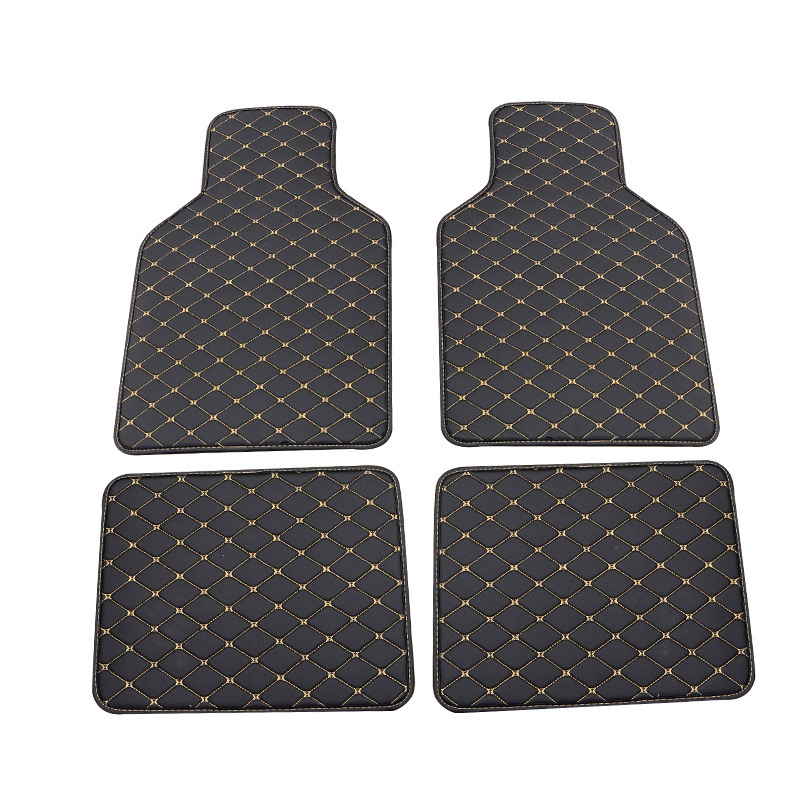 Wholesale Foreign Trade Cross-Border General Car Foot Mat AliExpress Amazon Fully Surrounded by Leather Quilted Silk Ring Right Rudder