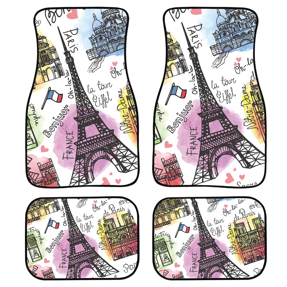 Foreign Trade Supply General Car Foot Mat Four-Piece Custom Floor Mat Floor Mat Little Daisy Tower Car Supplies