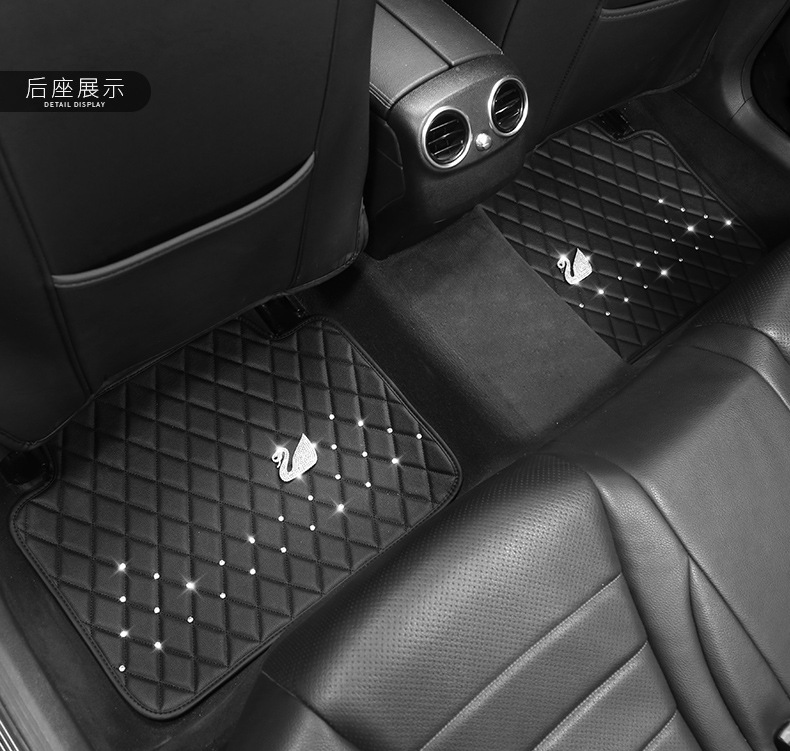 Car Foot Mat Swan Diamond Leather Universal Automobile Ground Mat Waterproof Easy to Clean Men and Women Universal Foot Pad Washable Car Foot Mat Swan Diamond Leather Universal Automobile Ground Mat Waterproof Easy to Clean Men and Women Universal Foot Pad Washable