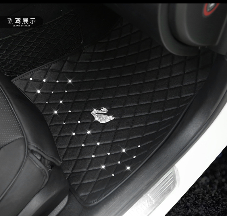 Car Foot Mat Swan Diamond Leather Universal Automobile Ground Mat Waterproof Easy to Clean Men and Women Universal Foot Pad Washable Car Foot Mat Swan Diamond Leather Universal Automobile Ground Mat Waterproof Easy to Clean Men and Women Universal Foot Pad Washable