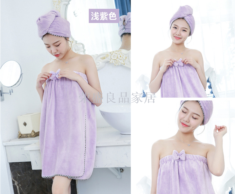 Coral velvet breast bowknot towel super absorbing-water dry hair cap suit adult sexy bath skirt Coral velvet breast bowknot towel super absorbing-water dry hair cap suit adult sexy bath skirt
