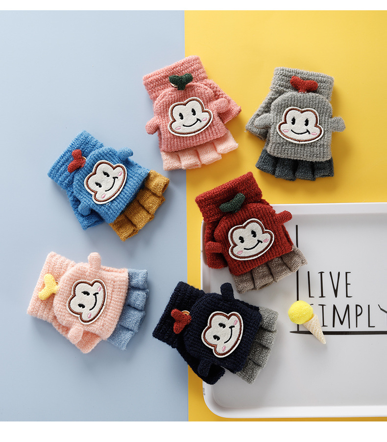 Factory Direct Supply Children's Gloves Winter Boys and Girls Cute Warm Half Finger Cap Knitted Children's Gloves Factory Direct Supply Children's Gloves Winter Boys and Girls Cute Warm Half Finger Cap Knitted Children's Gloves