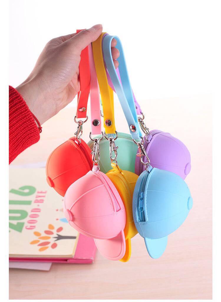 Korean Cute Cartoon Candy Color Baseball Cap Coin Bag Mini Hat Key Case Silicone Female Coin Clutch