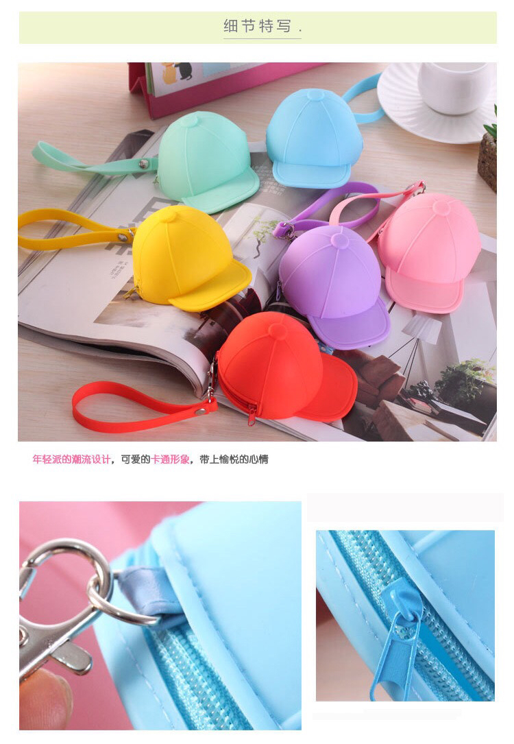 Korean Cute Cartoon Candy Color Baseball Cap Coin Bag Mini Hat Key Case Silicone Female Coin Clutch Korean Cute Cartoon Candy Color Baseball Cap Coin Bag Mini Hat Key Case Silicone Female Coin Clutch