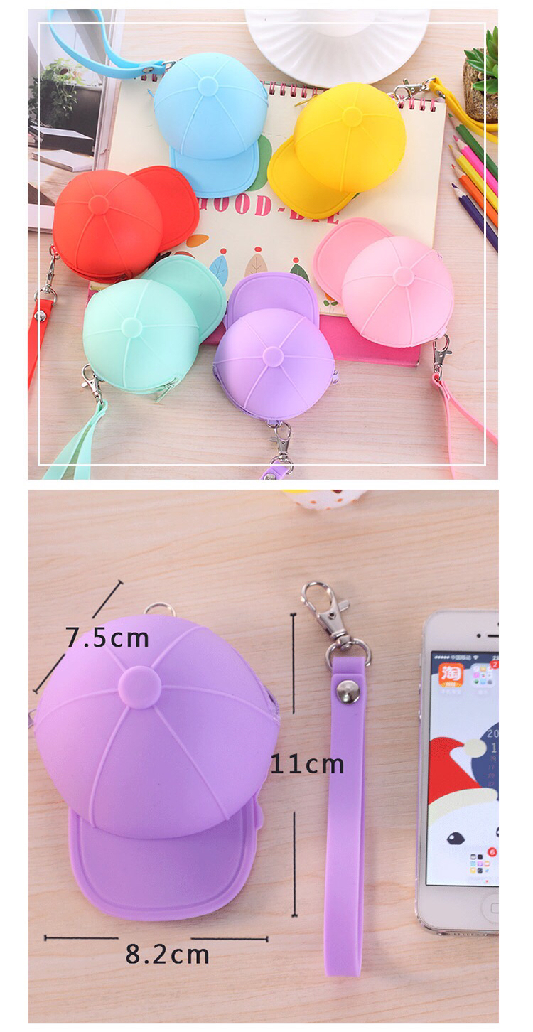Korean Cute Cartoon Candy Color Baseball Cap Coin Bag Mini Hat Key Case Silicone Female Coin Clutch Korean Cute Cartoon Candy Color Baseball Cap Coin Bag Mini Hat Key Case Silicone Female Coin Clutch