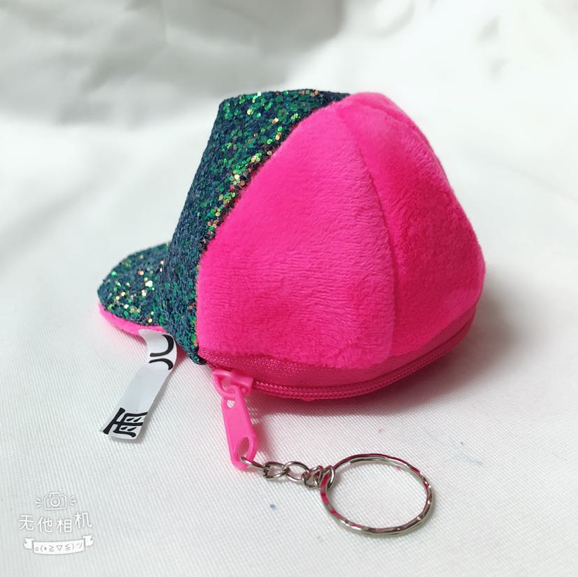 Plush toy sequins zero wallet baseball cap n zero wallet plush hat wallet