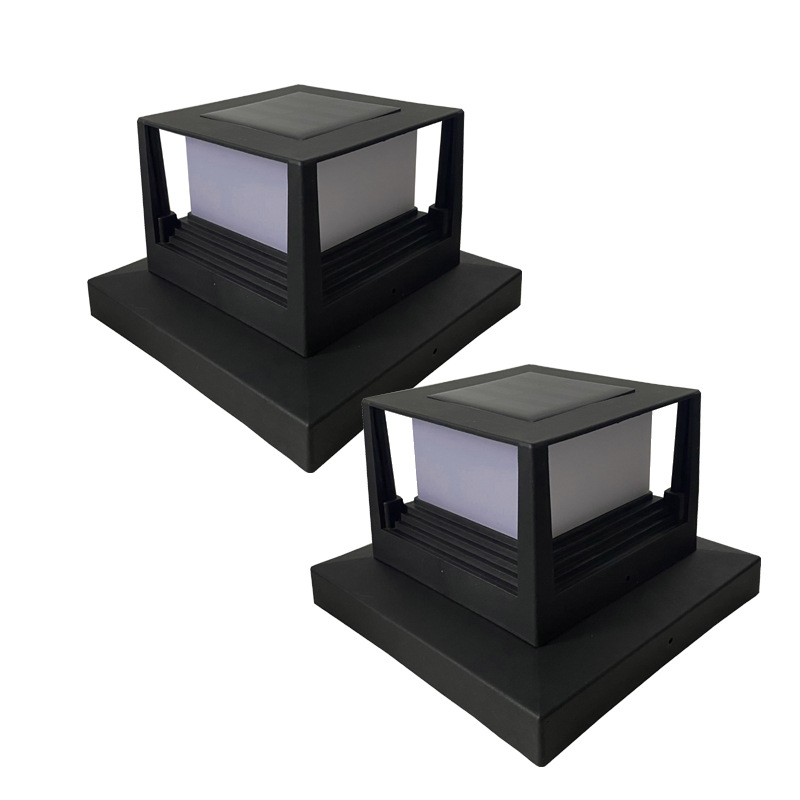 Outdoor Solar Pillar Lamp Square Wooden Pillar Lamp Pillar Cap Lamp Household Garden Lamp Fence Lamp