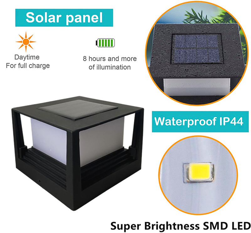 Outdoor Solar Pillar Lamp Square Wooden Pillar Lamp Pillar Cap Lamp Household Garden Lamp Fence Lamp Outdoor Solar Pillar Lamp Square Wooden Pillar Lamp Pillar Cap Lamp Household Garden Lamp Fence Lamp
