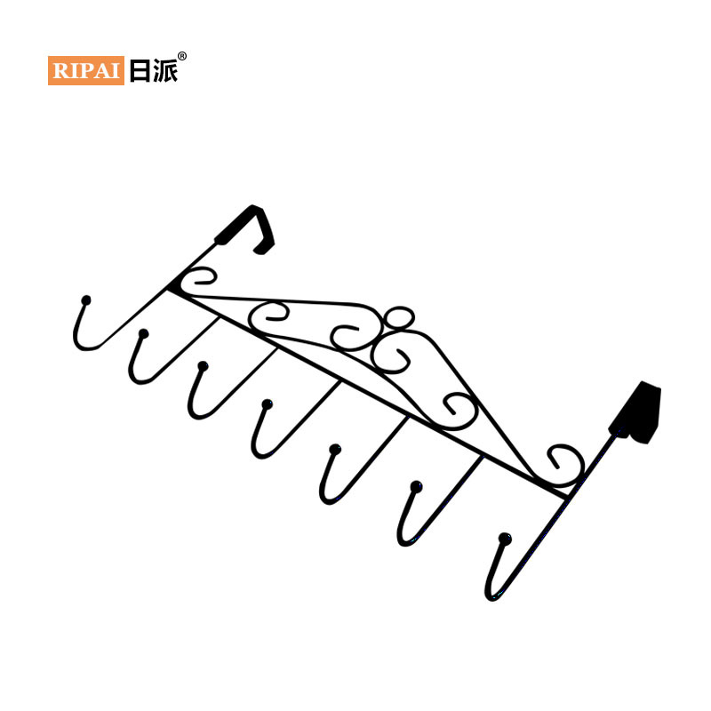 Ri Pai Home Iron Door Hook Storage Rack Wall Hanger Punch Free Door Hanging Rack Clothes Coat and Cap Hook Rack
