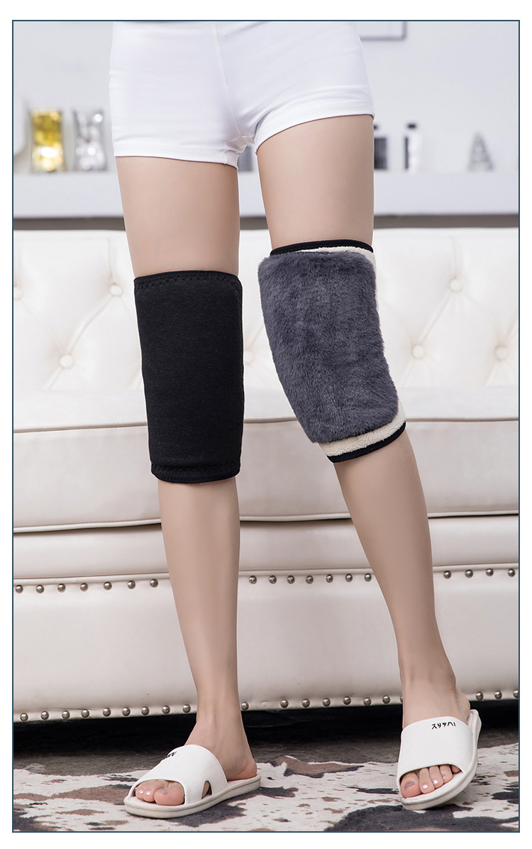 Kneecap Warm Men and Women Elderly Thickened Fleece-Lined Kneecap Velcro Fastener Double Layer Composite Faux Cashmere Velcro