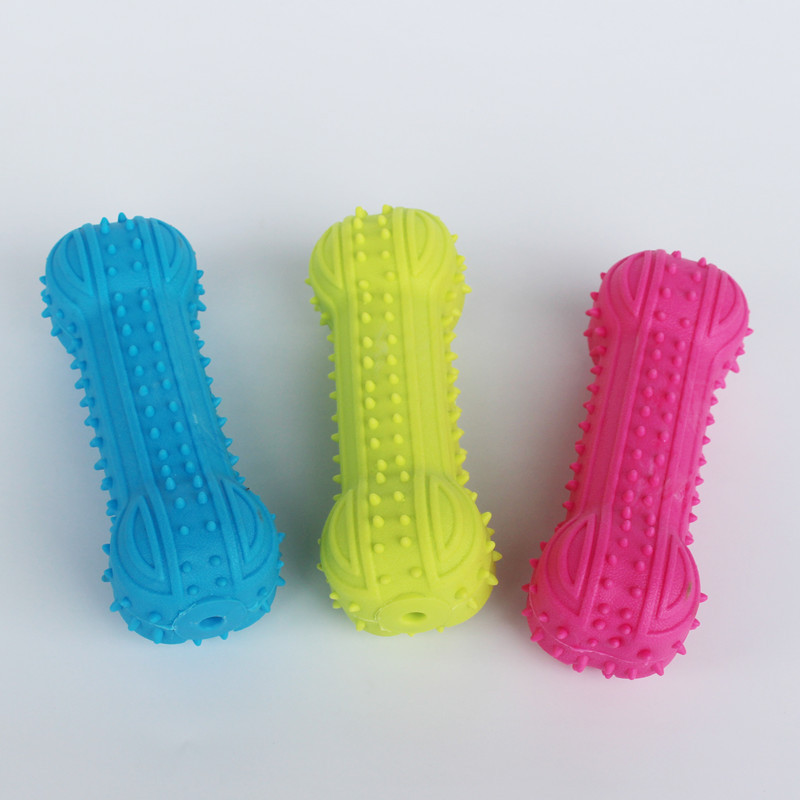 Wholesale Pet TPR Toy Long Whistle Barbell Cat Dog Sound Toy Tooth Cleaning Molar Dog Training Supplies