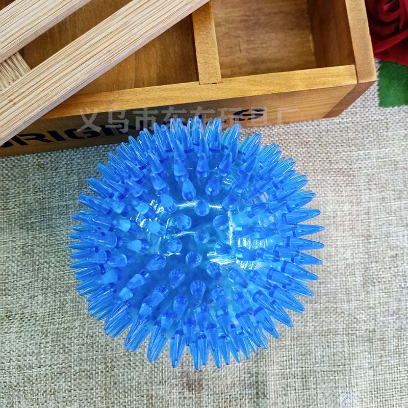 Large Number 10cm Flash Acanthosphere Luminous Band Rope Whistle Squeeze and Sound Massage Ball Voice Elastic Ball Luminous Toys
